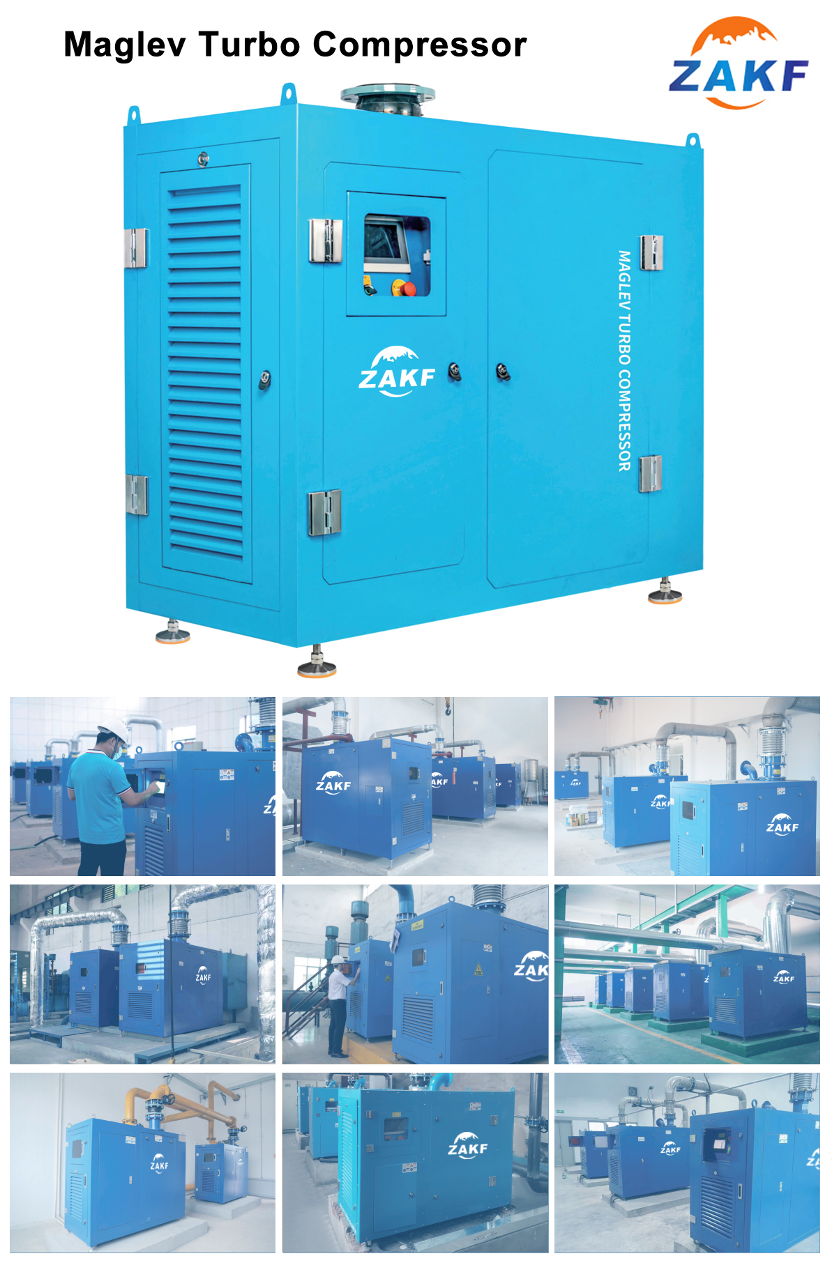 Soplador de levitación magnética ZAKF 670HP 502KW 130m3/min sopladores de ahorro de energía compresor centrífugo Turbo Maglev de alta eficiencia